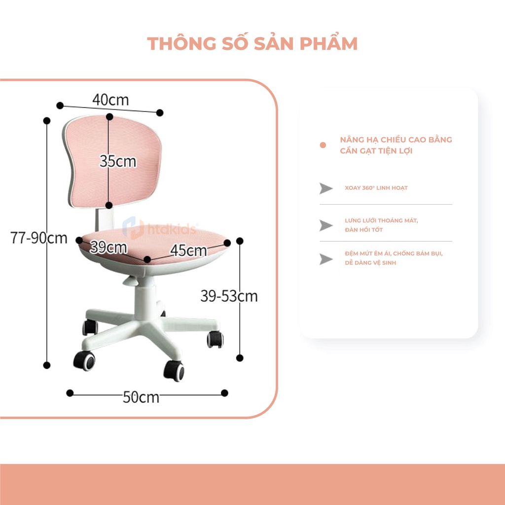 Ghế học sinh tiểu học có thể điều chỉnh độ cao có gác chân giúp điều chỉnh tư thế ngồi đúng