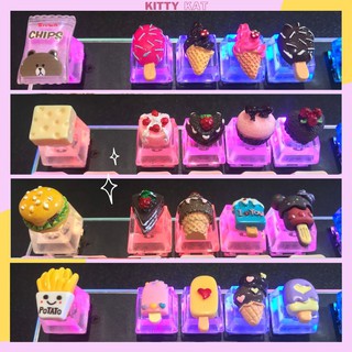 Keycap đồ ăn Xuyên Led 🍟🍔🍰 Keycaps food đồ ngọt handmade trang trí bàn phím cơ gaming (1 nút)