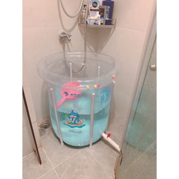 Bể bơi thành cao Doctor Dolphin loại to kích thước 80x80cm tặng kèm phao cổ, bơm tay, miếng vá