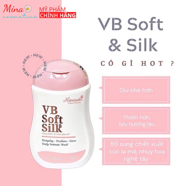 Dung Dịch Vệ Sinh Hanayuki VB Soft &amp; Silk Màu hồng, DDVS Hana phiên bản mới,chiết xuất thiên nhiên, hương thơm nhẹ nhàn