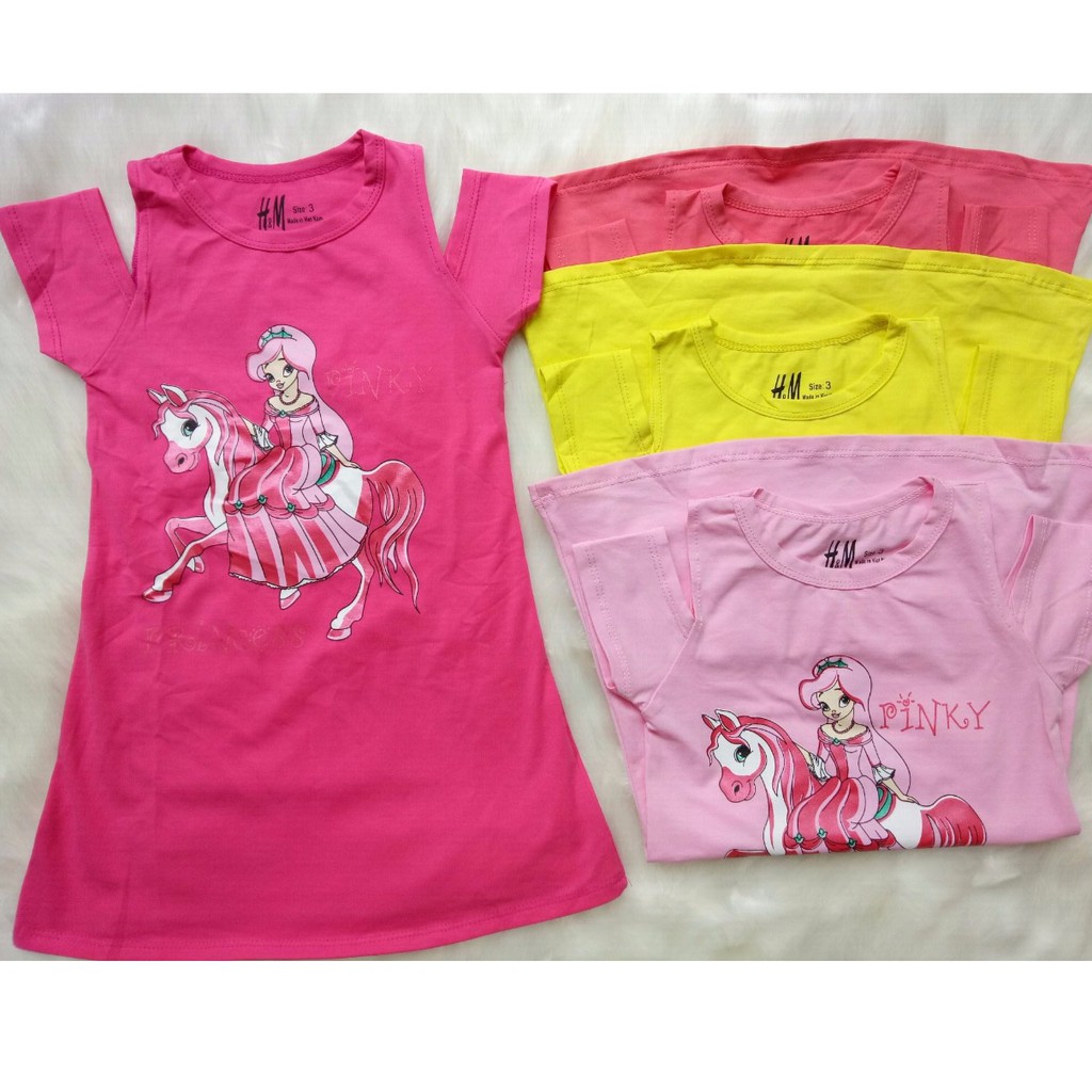 Váy cotton in hình công chúa và ngựa Pony cho bé gái từ 1-7 (10-27kg)