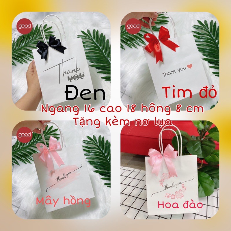 COMBO 10 túi giấy đựng nước hoa mỹ phẩm, đựng quà tặng siêu xinh ngang 16 cao 18 hông 8 cm tặng kèm nơ lụa