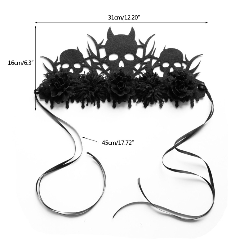 Băng Đô Cài Tóc Hình Vương Miện Phù Thủy Màu Đen Hóa Trang Lễ Valentine