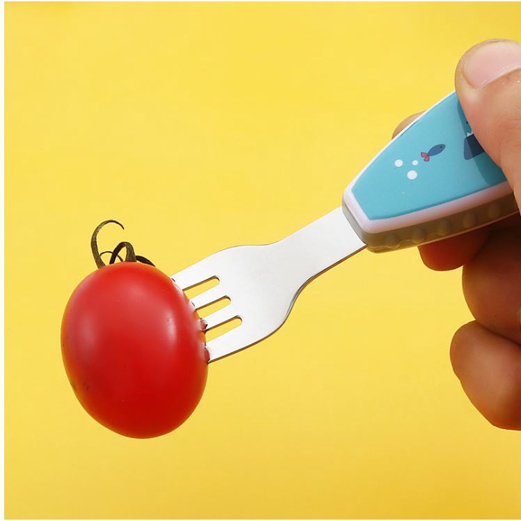 Thìa dĩa tập xúc cho bé inox cao cấp