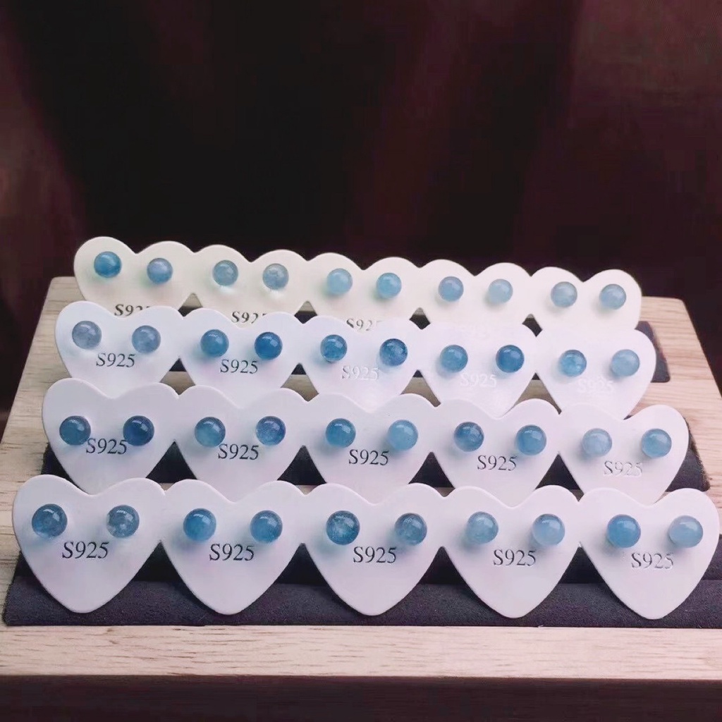 Aquamarine Bông Tai Pha Lê Đính Nơ Màu Xanh Biển Nhỏ Xinh Cho Nữ