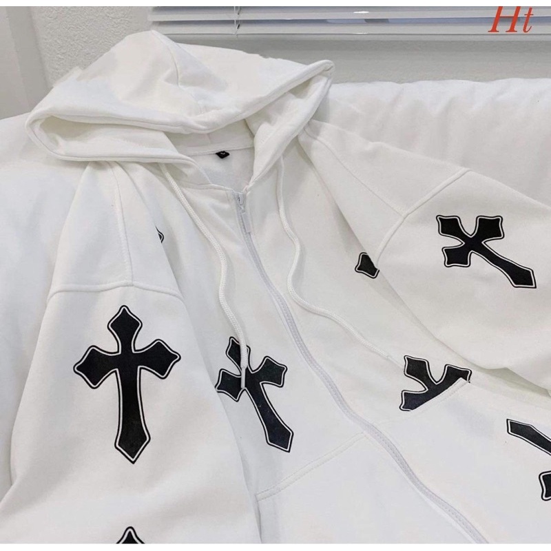 Áo khoác nỉ cotton chữ thập toàn thân H2A758