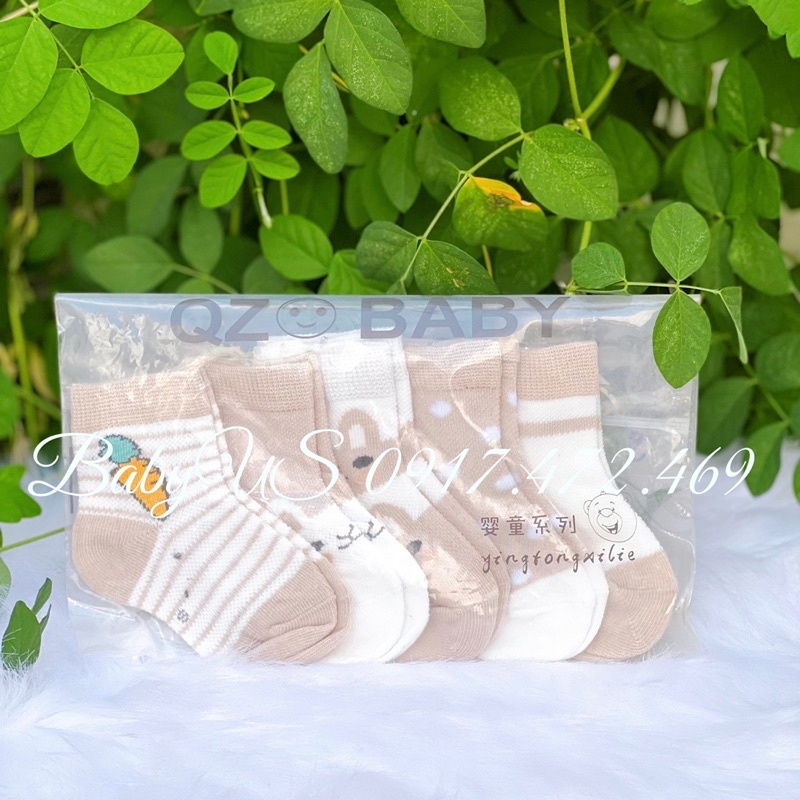 Set 5 đôi vớ họa tiết nhiều màu cho bé
