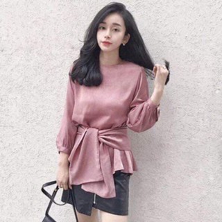 (Ảnh thật) [Siêu rẻ giá sỉ] Áo lụa buộc nơ eo