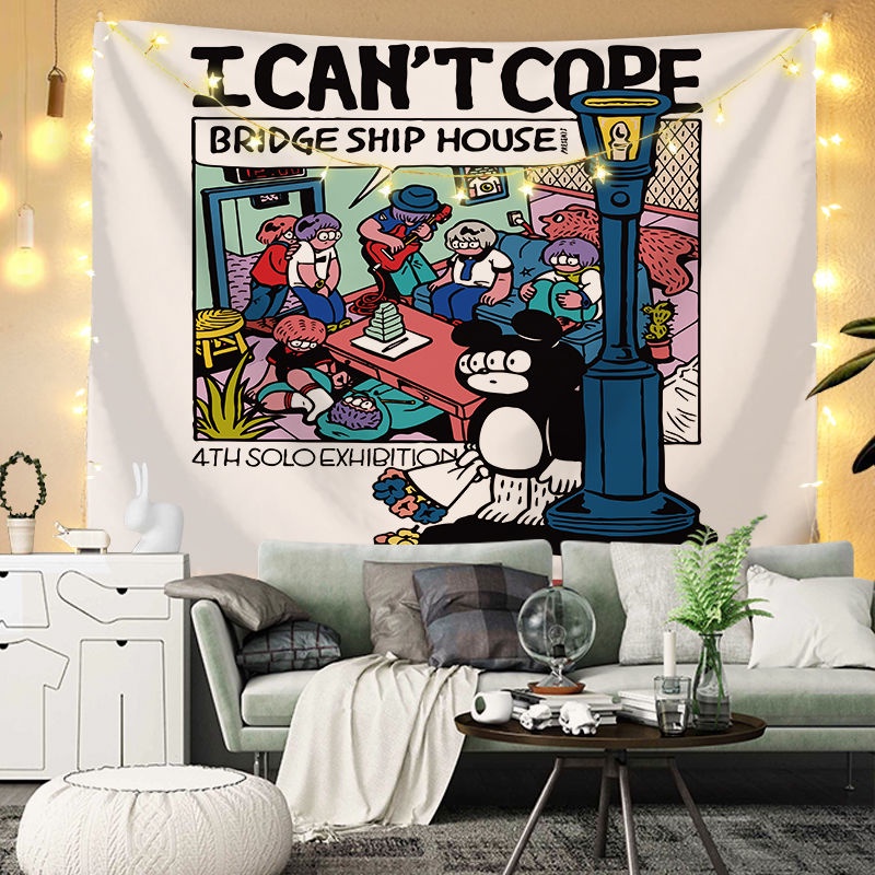 Thảm treo tường trang trí phòng ngủ in họa tiết hoạt họa