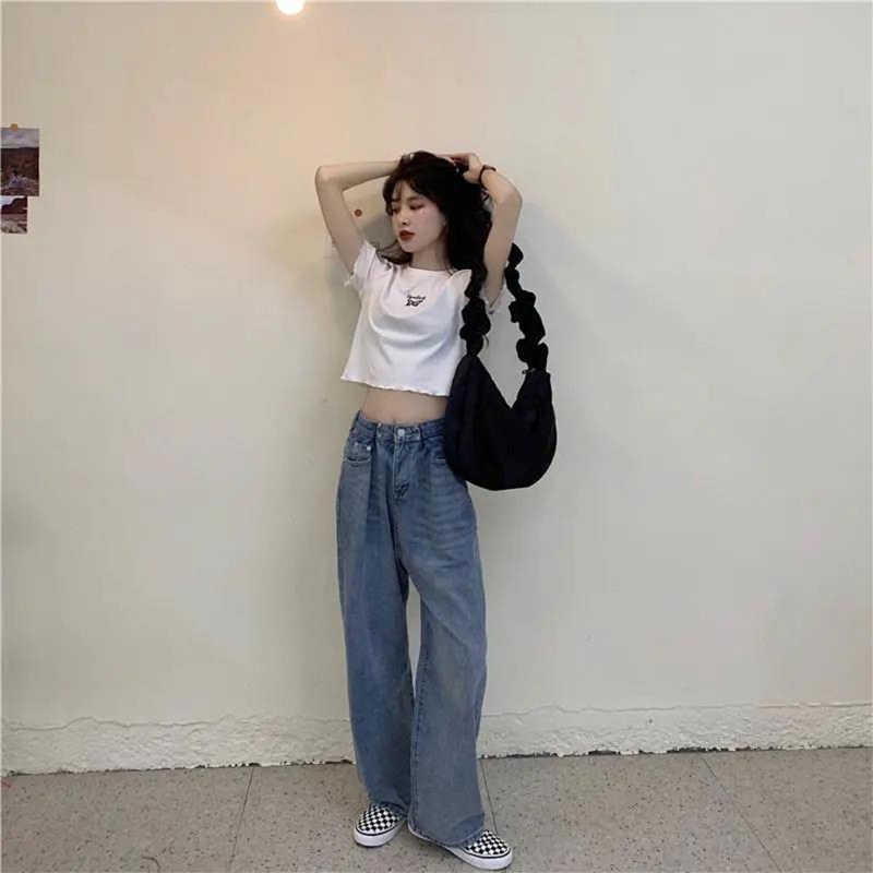 Áo Thun Croptop Ngắn Tay Cổ Tròn Thêu Họa Tiết Bướm Dễ Thương Thời Trang Mùa Hè Cho Nữ