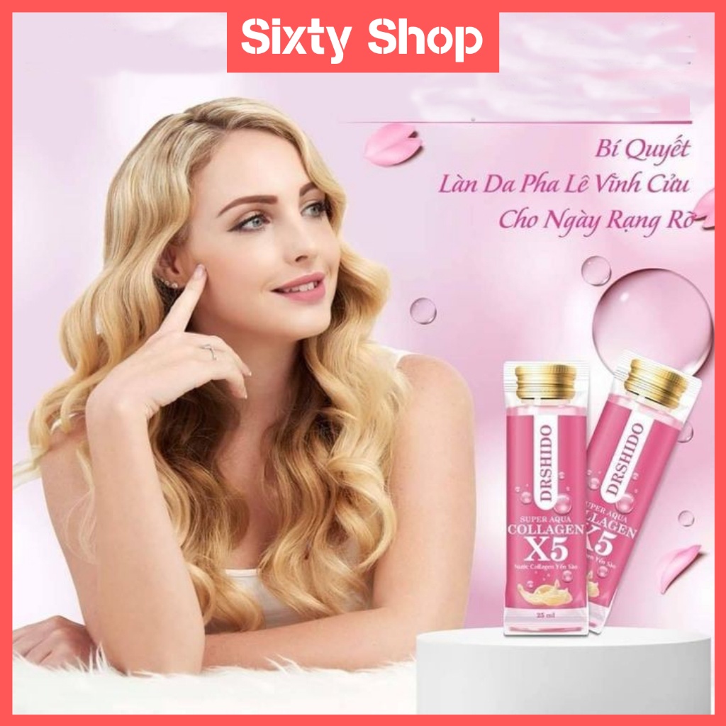 [CHÍNH HÃNG] 01 Hộp Nước uống Collagen Yến sào Nhật bản - COLLAGEN X5 SUPER AQUA DR SHIDO (14 gói / hộp)