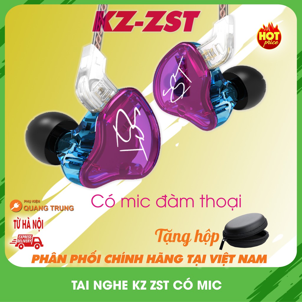 Tai nghe kz zst,có mic chính hãng (Tặng hộp đựng )