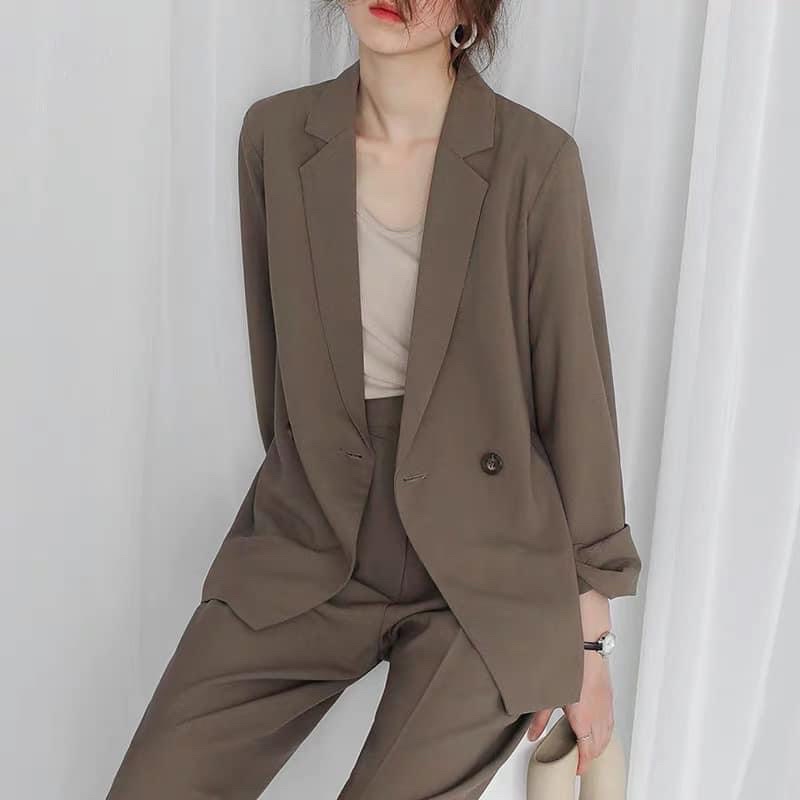 Áo vest blazer nữ hai cúc dáng suông