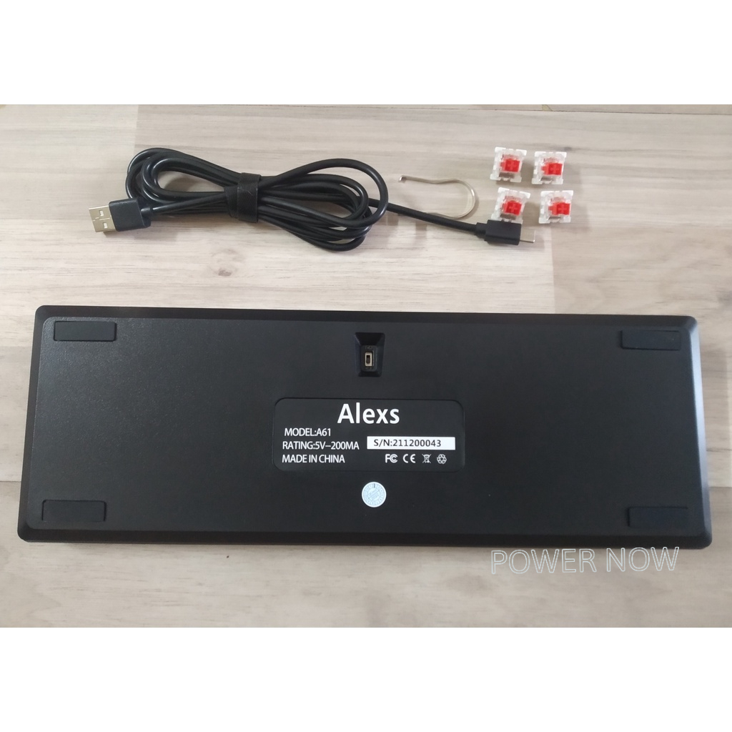 Bàn Phím Cơ Không Dây 61 Phím Hotswap A61 Led RGB. Bluetooth 5.0/ Có Dây. Thay nóng Switch tiện lợi. Chính Hãng Alexs.