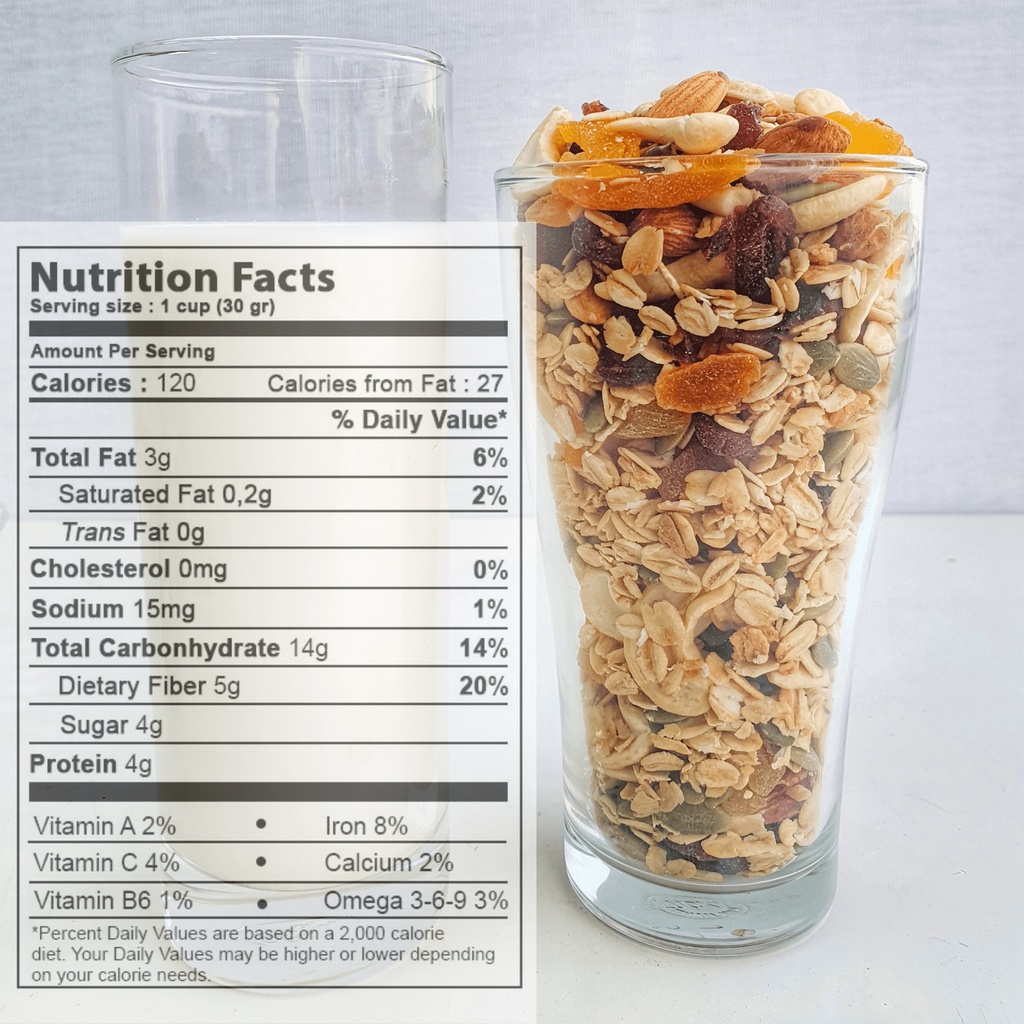 Ngũ cốc Granola Homemade Nhiều Hạt Quả Sấy - Giảm Cân, Ăn Kiêng, Dinh Dưỡng Buổi Sáng 500g