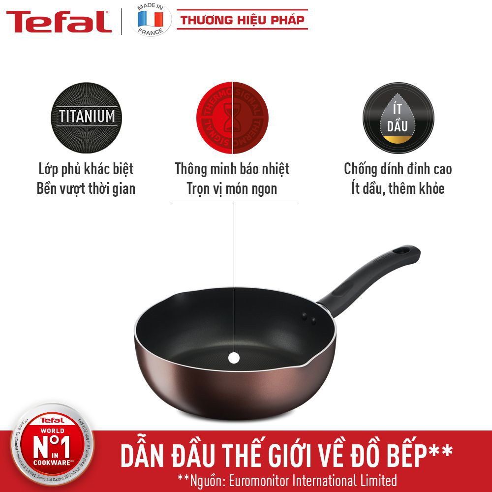 DÙNG ĐƯỢC BẾP TỪ- Chảo sâu lòng Tefal Day By Day G1436405 size 24cm, chính hãng Tefal sản xuất tại Việt Nam