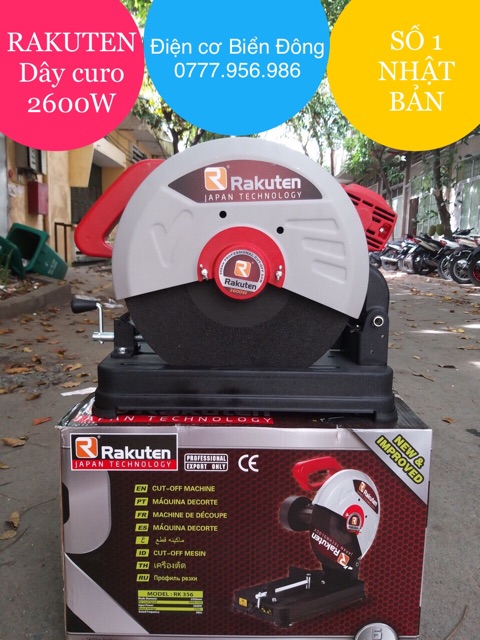 Máy cắt bàn RAKUTEN 2600W chạy dây curo Nhật Bản đĩa cắt 355mm