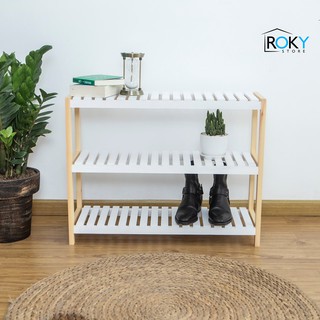 Kệ gỗ 3 tầng trắng tự nhiên size m - bench 3f white natural size m