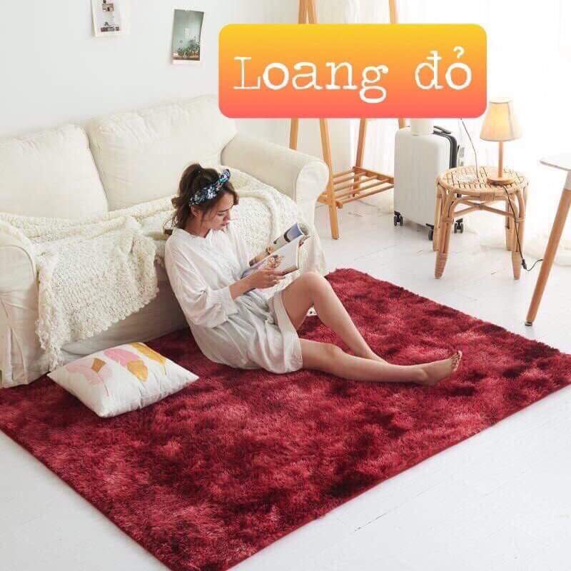 Thảm lông trải sàn mềm mượt thảm màu loang decor trang trí phòng đủ màu