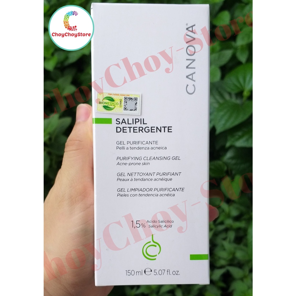 🇮🇹[TEM CTY] CANOVA Salipil Detergente 1,5% 150mL - Gel rửa mặt ngừa mụn, dưỡng da