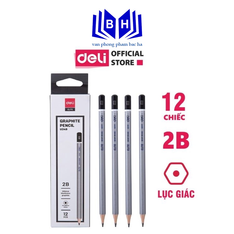 Bút Chì 2B Màu Bạc Cao Cấp Deli CU24910 - Phù Hợp Với Mọi Nhu Cầu Của Học Sinh Sinh Viên Văn Phòng