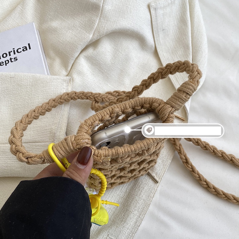 Túi cói IELGY đeo chéo đựng điện thoại thiết kế rỗng thời trang cho nữ