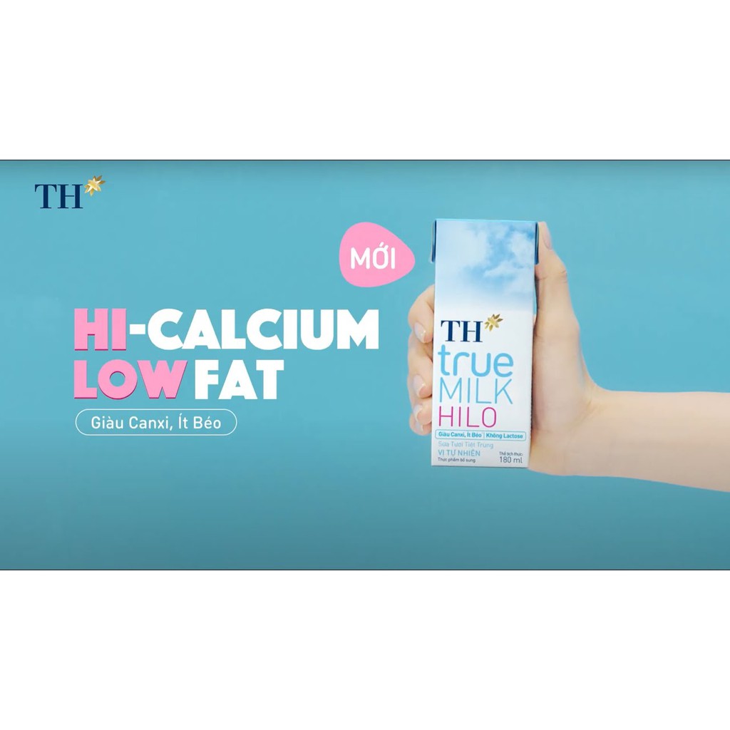 Sữa HILO không đường ít béo 180ml của TH True Milk