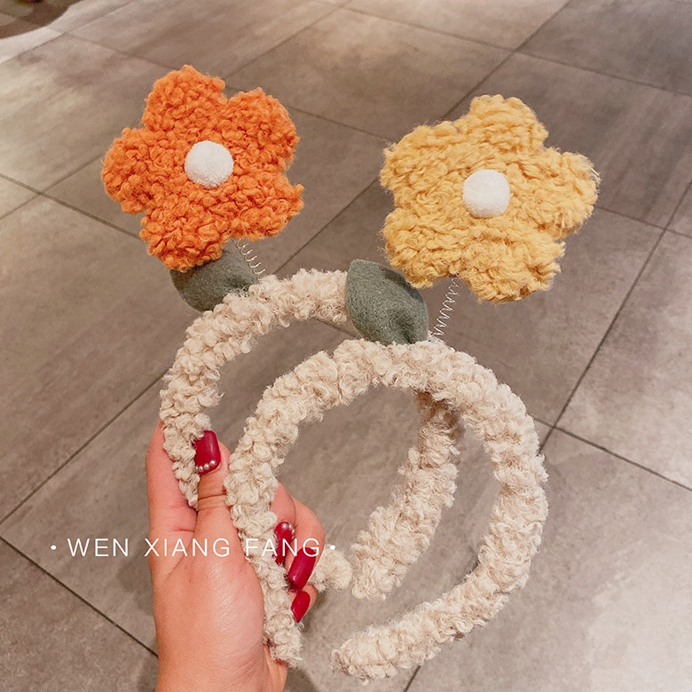 Băng Đô Rửa Mặt Bằng Lông Cừu Đính Hoa Dễ Thương Sáng Tạo Cho Nữ