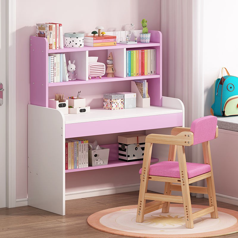 Bàn học trẻ em có thể nâng lên hạ xuống, máy tính kiêm giá sách, viết sinh đơn giản và hiện đại, gia đình