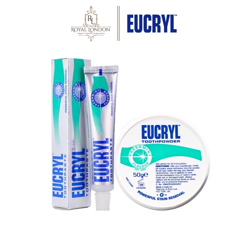 Kem đánh răng Eucryl 62g + Bột tẩy trắng răng Eucryl 50g