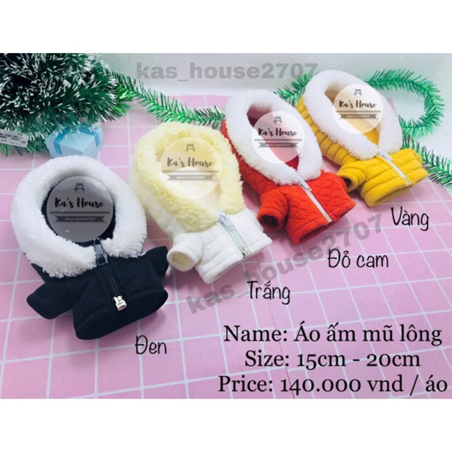 {15cm-20cm} HÀNG CÓ SẴN - Áo mũ lông, outfit doll, outfit c