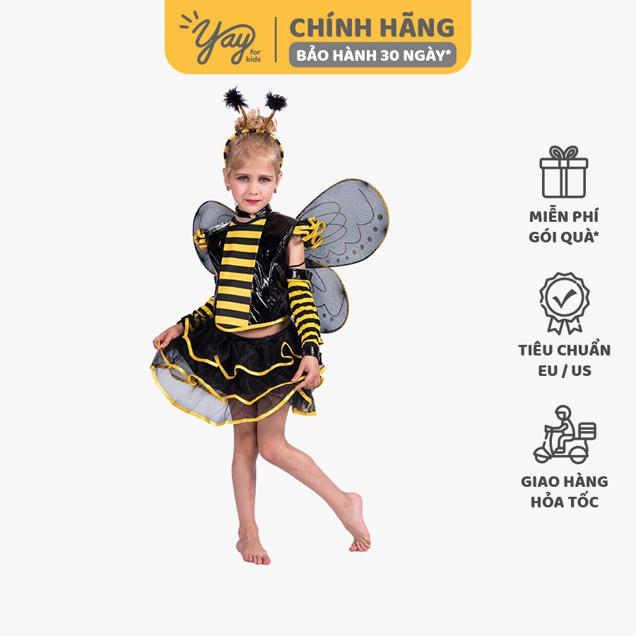 [HÌNH THẬT] Đồ hóa trang trẻ em - Váy Ong đen ngắn | Black bee costume - Yay
