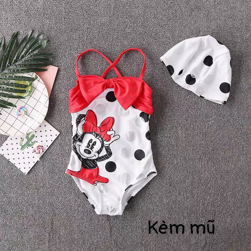 SET61 - Bộ bơi bé gái, áo bơi liền thân micky cho bé gái từ 5-18kg