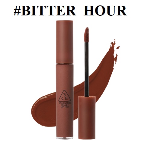 Son 3CE Bitter hour thuộc phiên bản Velvet lip tint (Màu đỏ nâu)