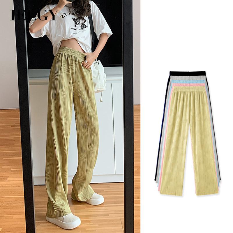 Quần dài IELGY dáng rộng mỏng lưng cao thời trang tùy chọn màu sắc dành cho nữ