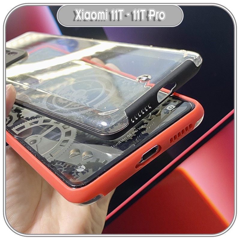 Ốp Lưng cho Xiaomi 11T - 11T Pro PC Cứng Trong Suốt Viền Màu Che Camera