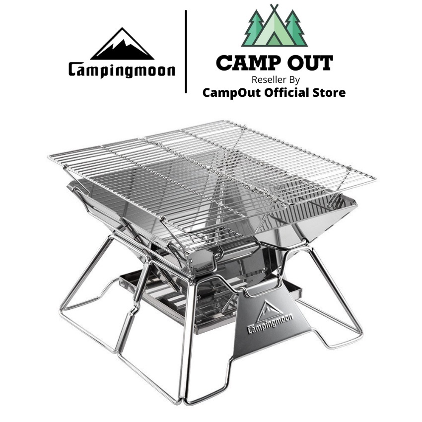 Bếp nướng cắm trại campingmoon campoutvn bếp campingmoon mt2 cắm trại du lịch bếp than nướng inox A249