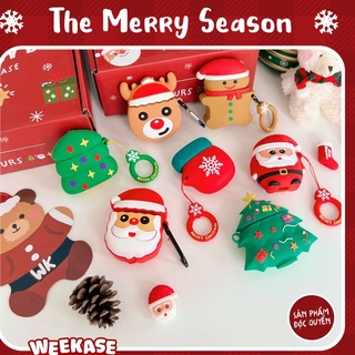 Vỏ bảo vệ hộp sạc tai nghe Weekase Merry Season Apple Airpods 1/2, chất liệu cao cấp, chống rơi vỡ chủ đề Noel