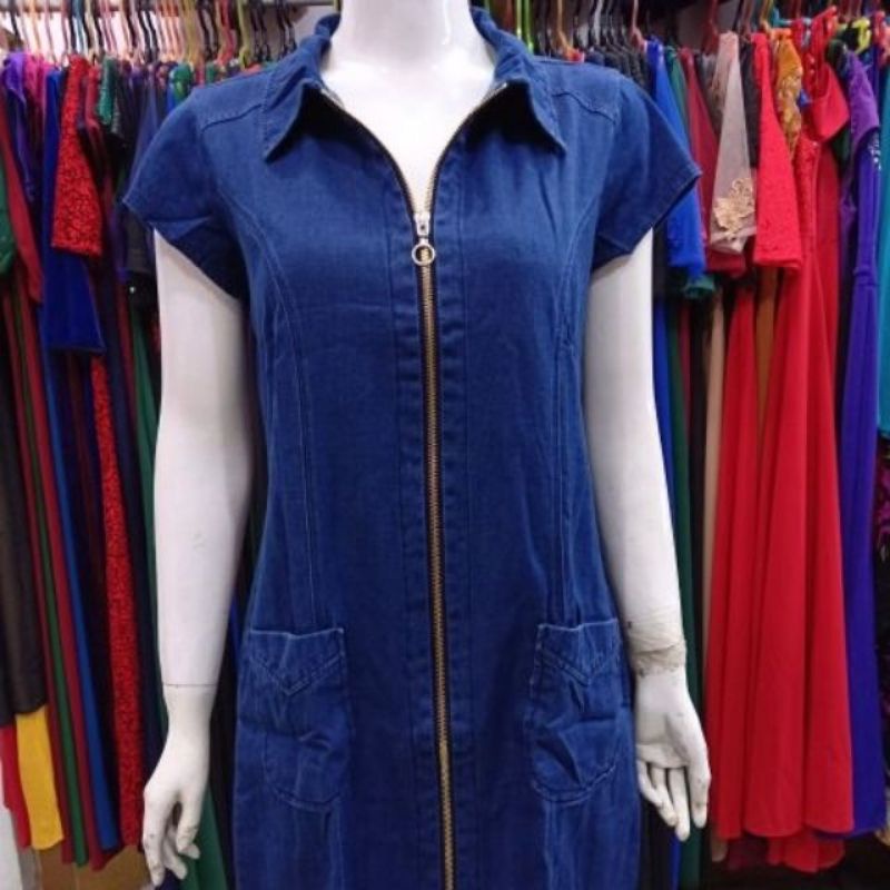 Đầm jeans trung niên trẻ trung cá tính hiện đại, Đầm trung niên jeans dự tiệc dạo phố