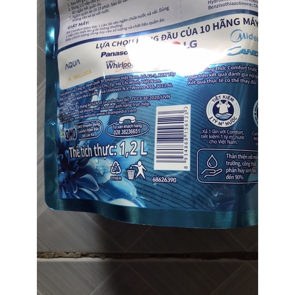 Nước xả vải Comfort Một lần xả Hương ban mai túi1,2 lít