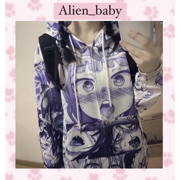 Áo khoác hoodie zip in hình anime henzai