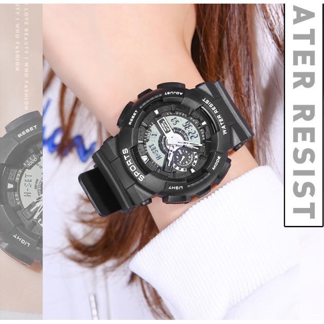 Đồng hồ thể thao Sport nam nữ chạy full màn hình điện tử và kim dây cao su chống nước | BigBuy360 - bigbuy360.vn