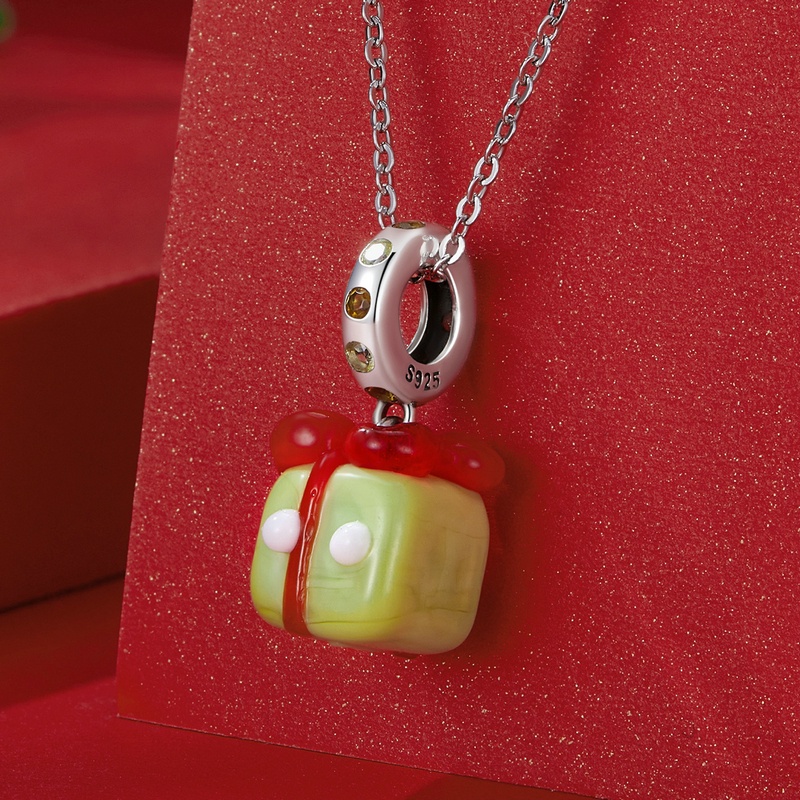 BAMOER Mặt Vòng cổ Bạc 925 Hình Đoàn Tàu Lửa / Người Tuyết / Mèo Thời Trang DIY