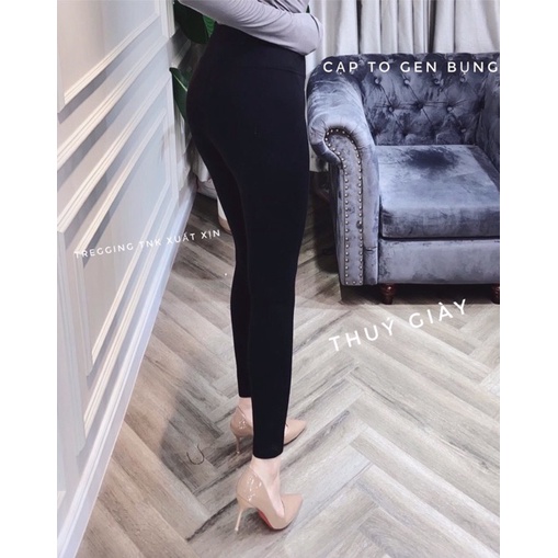 Quần legging nữ cạp cao nâng mông gen bụng có túi co giãn 4 chiều chất vải UMI hàn Cao Cấp - Quần legging đen dài trơn