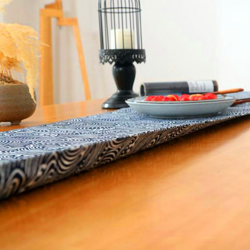 High-end Japanese-style Cotton Linen Table Runner Lattice Tea Table Zen Linen Retro Tablecloth Plate Mat Super Long Size