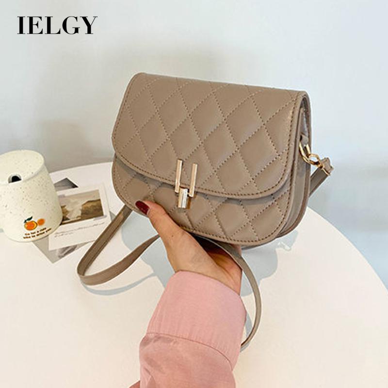 Túi đeo chéo IELGY đựng điện thoại mềm họa tiết hình thoi đơn giản dễ phối đồ tùy chọn màu sắc cho nữ