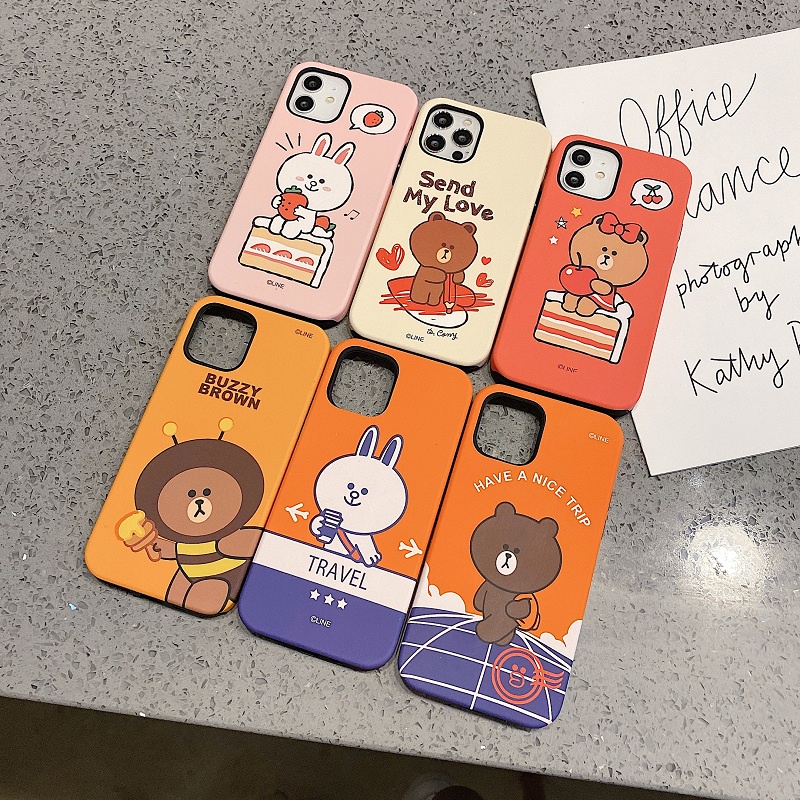 Hoạt Hình Ốp Điện Thoại Hai Lớp Chống Sốc Hình Gấu Nâu Và Cony Cho Iphone 12 Pro Max / 12 Mini / 11 Pro Max / X Xs Max Xr 7 8 Plus