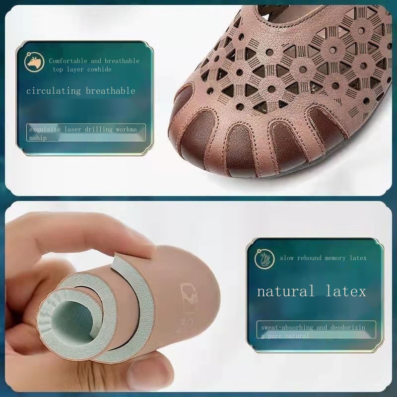 Xăng đan Da Thật Đục Lỗ Thoải Mái Phong Cách Dân Tộc retro Mùa Hè 2022 Cho Nữ