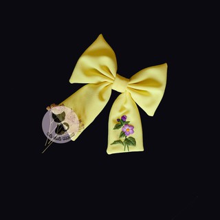 Đồ Cột Tóc Vàng Nhạt - Dây Cột Tóc Thêu Tay - Scrunchies Thắt Nơ