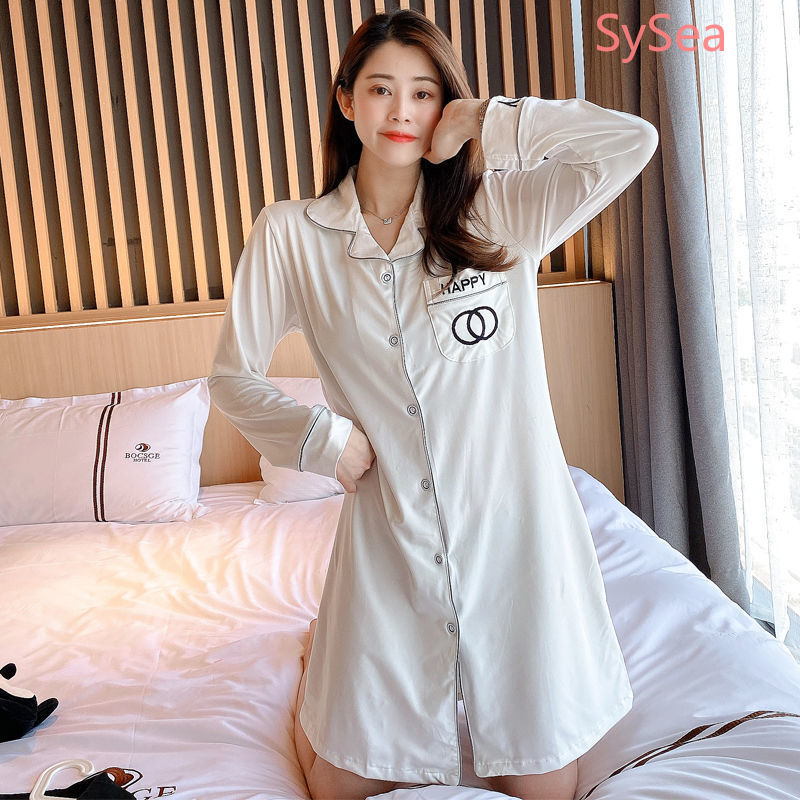 Đầm Ngủ Dài Tay Xinh Xắn Theo Phong Cách Mùa Thu Cho Nữ